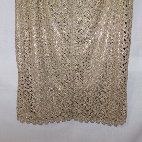 Calvin Klein Womens 14 Liquid Gold Knit overlay Skirt above the knee - Picture 10 of 12
